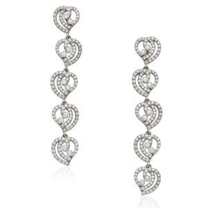 Tiffany & Co. Diamond Enchant Heart Drop Earrings Platinum 1.75" 10g RARE